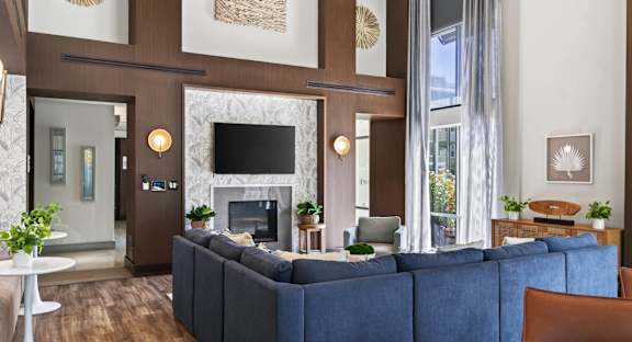 Lounge with TV and Fireplace