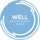 A circular logo with the words "WELL Health & Safety Rated" in the center.