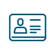 A blue icon depicting a user profile on a computer screen.