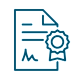 A blue icon depicting a document with a gear and a figure of a person.