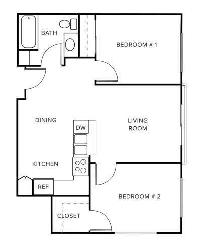 Floor Plan  Two bedroom floor plan A at VINTAGE AT CITI VISTA, Reno, Nevada