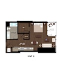 ST-H Floor Plan at K1 Apartments, California, 92101