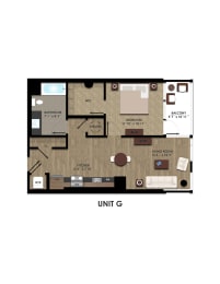 Floor-Plan-1-G at K1 Apartments, San Diego, California