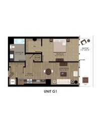 Floor-Plan-1-G1 at K1 Apartments, San Diego
