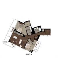 Floor-Plan-2-K at K1 Apartments, San Diego, California