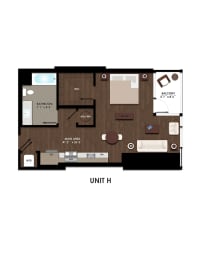 ST-H Floor Plan at K1 Apartments, California, 92101