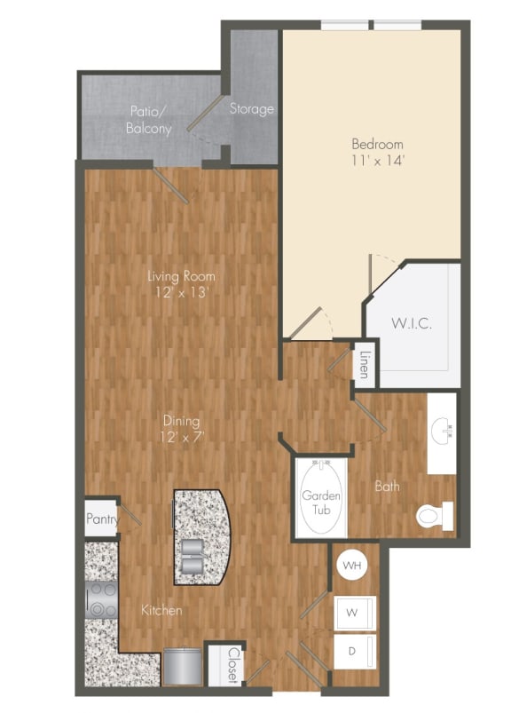1 bedroom 1 bathroom floorplan