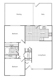 Floorplan A 2 Bedroom 1 Bath