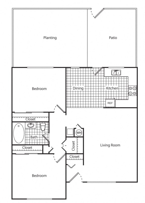 Floorplan A 2 Bedroom 1 Bath