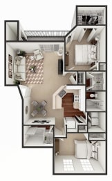 Floor Plan  floor plan of two bedroom apartment