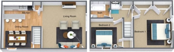 Floor Plan  Two bedroom townhome