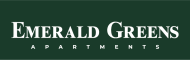 the logo for emerald greens apartments with the words emerald green apartments