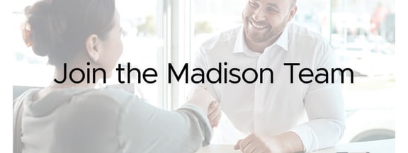 a man and woman shaking hands with the words join the madness team