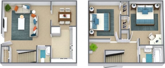 Floor Plan  2 Bedroom Townhome