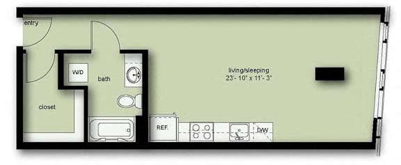 the floor plan of a small room with a closet