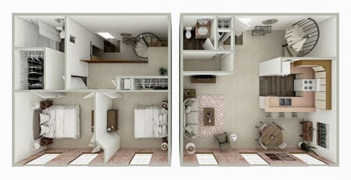 two bedroom townhome floor plan