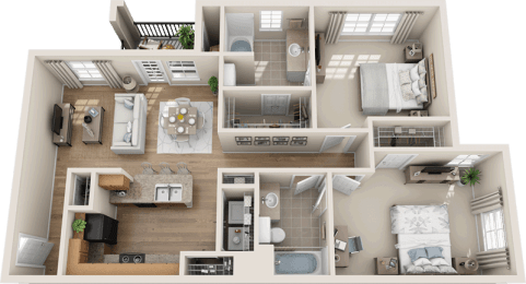 Providence at Marine Creek Apartment| B1 Floor Plan 2 Bedroom 2 Bath