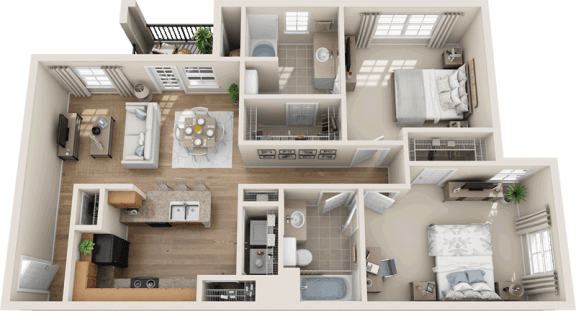 Providence at Marine Creek Apartment| B1 Floor Plan 2 Bedroom 2 Bath