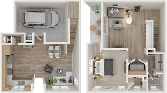 One Bedroom, One and a Half Bathrooms Floor Plan | The Reserve Rohnert Park in Rohnert Park, CA 94928
