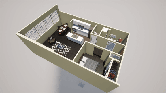 1 bed 1 bath loft for rent floor plan