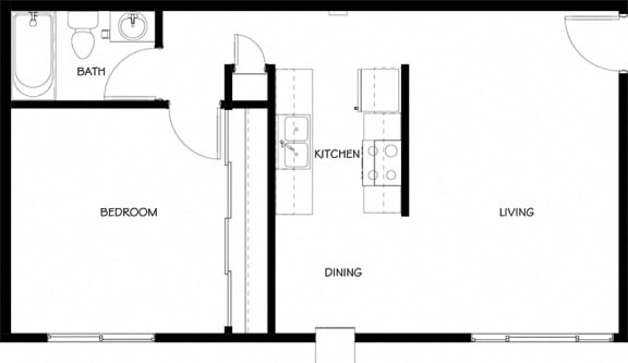 Floor Plan  One bedroom floor plan l Ethan Terrace Sacramento CA Apartments For Rent