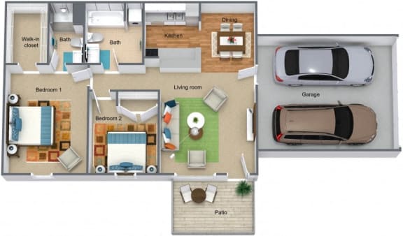 Floor Plan  Two bedroom with two car garage