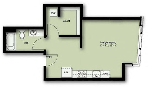 the floor plan of a room with a toilet and a sink