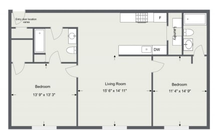 2 Bedroom 2 Bath floor plan at  Integrity Medina Apartments, Integrity Realty LLC, Medina, Ohio