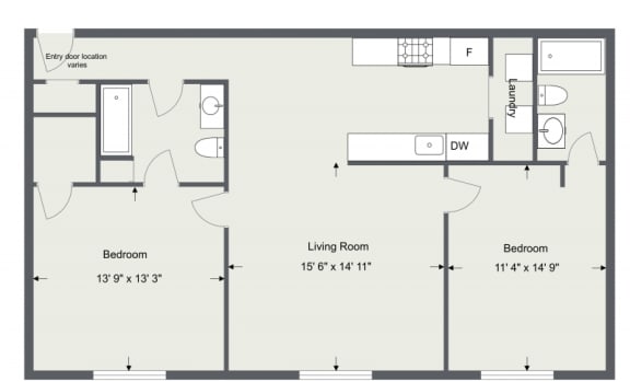2 Bedroom 2 Bath floor plan at  Integrity Medina Apartments, Integrity Realty LLC, Medina, Ohio