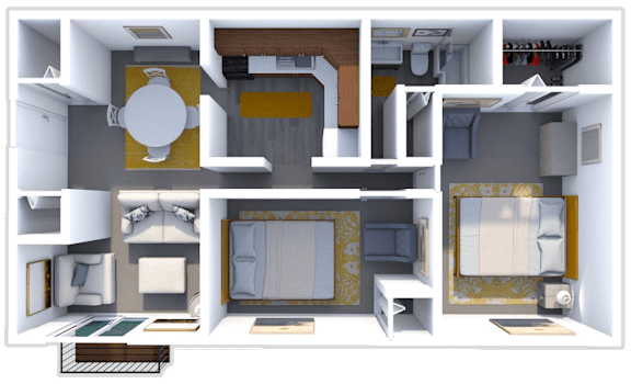 a rendering of a 3d floor plan of a house