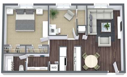  Floor Plan One Bedroom with Den