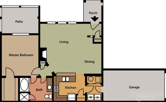 Floor Plan  One Bedroom with attached one car garage