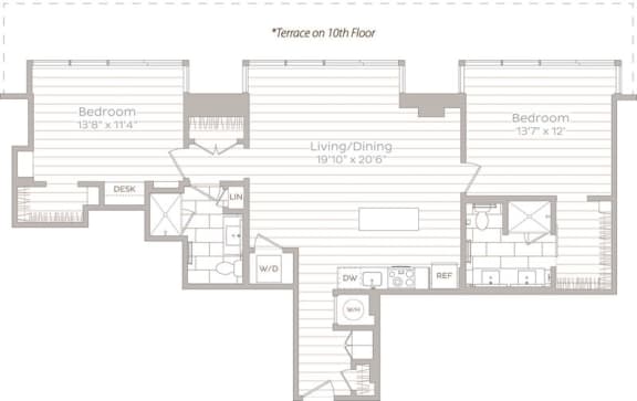 1 bedroom 1 bathroom A at Artline Apartments, Washington