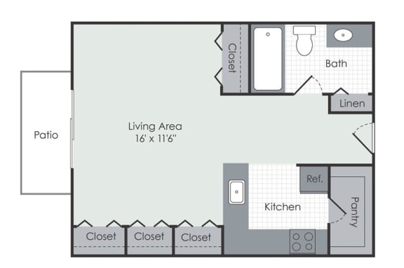 a floor plan of a 1 bedroom apartment