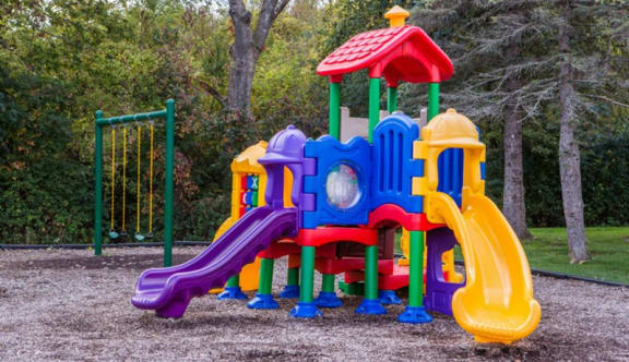 a colorful playground in a park