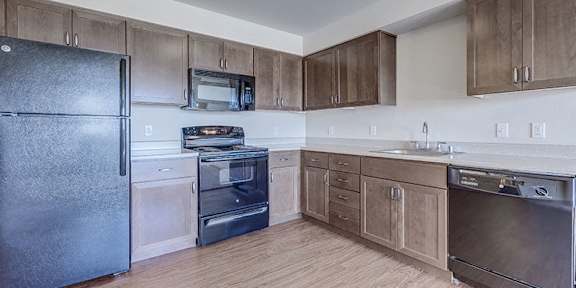 Kitchen at VINTAGE AT LAKEWOOD SENIORS Apartments, Marysville, Washington