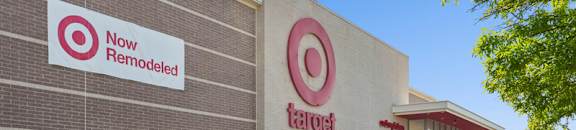 A Target store with a sign that says "Now Remodeled".