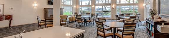 Large Social Room with Fireplace and Kitchen at VINTAGE AT BREMERTON, Bremerton, WA, 98310