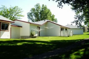 Property lawn and buildings