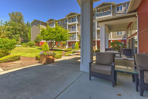Patio Seating Holly Village Senior Apartments For rent l Everett Washington