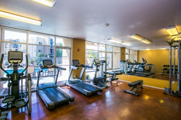 Fully equipped gym at Albuquerque apartments on Coors and Montano