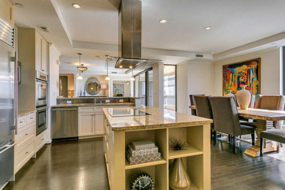 Eat in kitchen with island and dining room