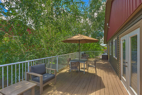 Clubhouse patio at THE TIMBERS BY VINTAGE, Arlington, WA 98223