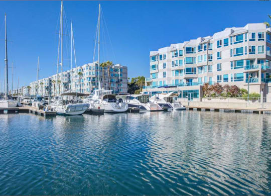 View of Esprit Apartment Homes from the docks  at Esprit Apartments, Marina del Rey