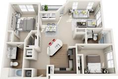 2 Bed 2 Bath Floor Plan with 1,152 Sq. Ft. at The Tribute in Raleigh, NC