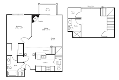 Layout of 1 Bed, 2 Bath, Arrowhead w/ Loft