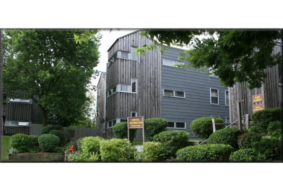 Back Exterior of Bass Lake Crossing Facing Courtyard and Greenery