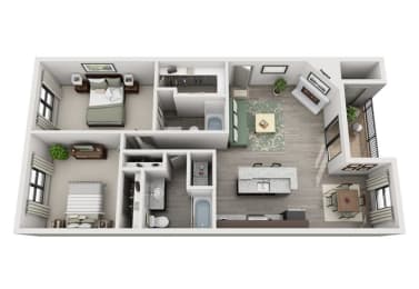 The Center Floor Plan with 978 Sq. Ft. at South Lamar Village, Texas, 78704