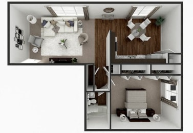 one bed one bath apartment floor plan