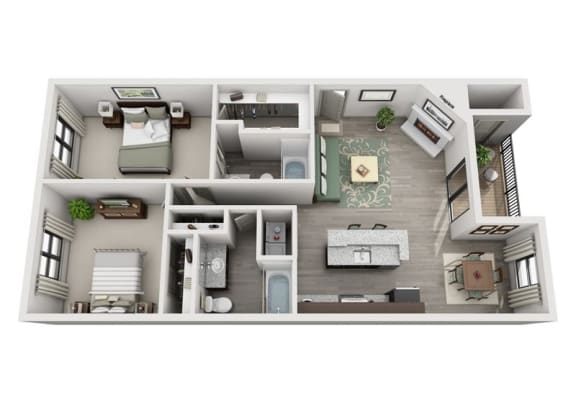 The Center Floor Plan with 978 Sq. Ft. at South Lamar Village, Texas, 78704